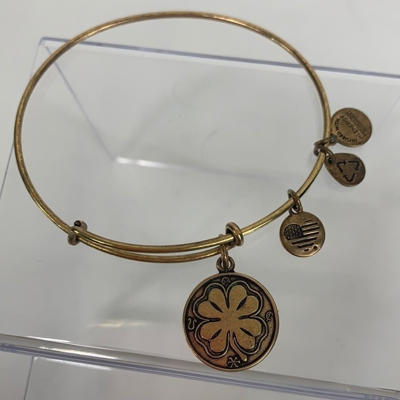 Alex and Ani Expandable Charm Bracelet, Four Leaf Clover-Gold Finish - Picture 1 of 3